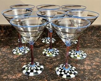 Item 92:  Set of 8 Mackenzie Childs Martini Glasses:  $485/Set 