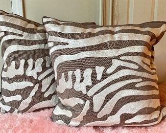 Item 115:  (2) Decorative Pillows (Brown & White):  $28