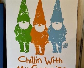 Item 102:  Todd Goldman "Chillin With My Gnomies" - 24.75" x 33.75":  $75