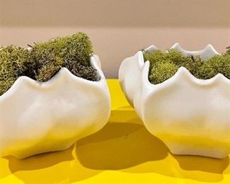 Item 139:  (2) Studio/A Home Vases with Faux Moss - 5" x 3":  $32  