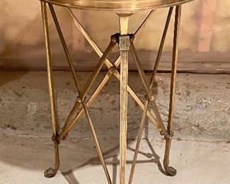 Item 155:  Brass Side Table with Camel Feet and Black Marble Top - 17" x 26.75":  $145