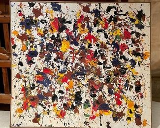 Item 157:  Unsigned Abstract Oil on Canvas - 42.5" x 38.5":  $165