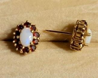 Item 162:  14K Garnet and Opal Earrings:  $150