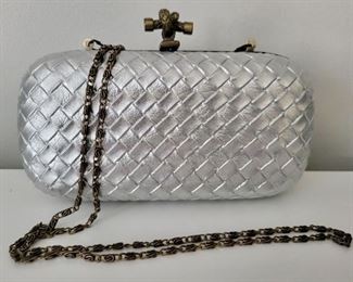 Item 210:  Silver Leather Evening Bag:  $24