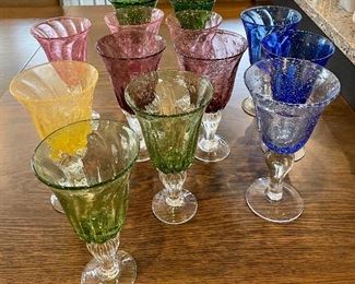 Item 275:  (13) Multi-color seeded Margarita glasses: $45