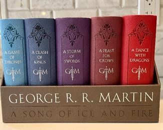 Item 288:  George R.R. Martin "A Song of Ice and Fire" Book Set - leather covers:  $65