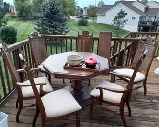 Hexagon Dining Table with 6 Chairs and 2 leaves $30