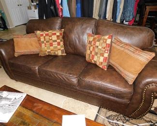 Nailhead Leather sofa with matching ,love seat and chair