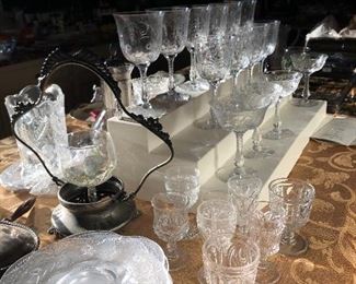 Beautiful Crystal, silver serving pieces and silverware
