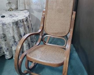 Cane and bentwood rocking chair