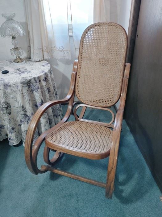 Cane and bentwood rocking chair