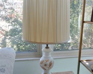vintage glass table lamps, bottoms light up