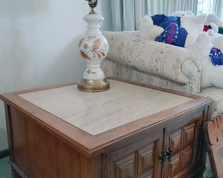 matching marble top end table - has ring on marble where lamp is
