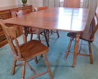 country style kitchen table, chairs, benches, leaves