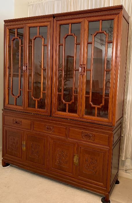 Stunning Rosewood Custom Made in Hong Kong  Hutch and Dining Table w 6 Chairs 