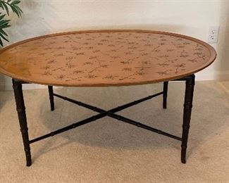 Vintage Kittinger Tray Coffee Table With Incised Thistledown Design