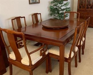 Stunning Rosewood Custom Made in Hong Kong  Hutch and Dining Table w 6 Chairs 