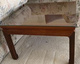 Rosewood Made in Hong Kong Coffee Table and Matching End Table