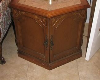 #3 -  $20.00pr - pair cabinet marble top end tables
