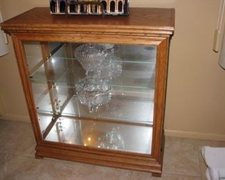 #13 - $100.00 - lowboy oak lighted curio cabinet