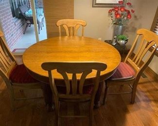 Antique table and 4 pear wood chairs