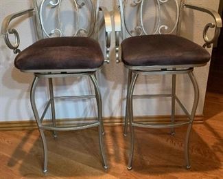 Metal and microfiber swivel bar height stools