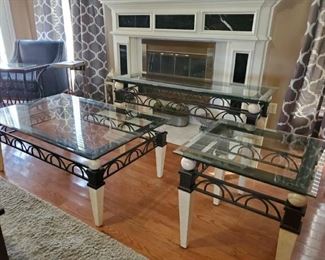 Matching sofa table, coffee table and end table
