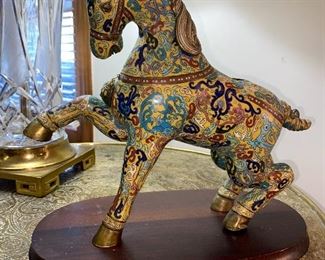 Cloisonné prancing horse