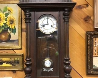 wall clock antique walnut