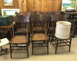 pressed back antique chairs