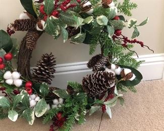 $24 / Christmas wreathe with eucalyptus, pinecones berries and cotton boll stems.  TEXT 404-771-6060 to PURCHASE