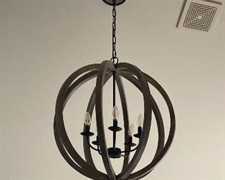 $165 / Wood, orb chandelier. Measurements coming. TEXT 404-771-6060 to purchase.