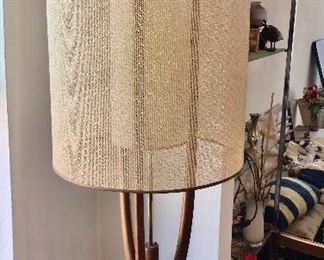 Pair of Adrian Pearsall walnut lamps. One lamp, the pull down to turn the light on is not working.