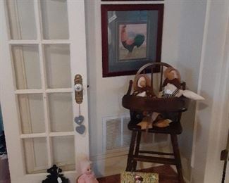 Children's High Chair and Cast Iron Toy Stove