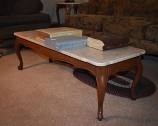Matching Marble Top Coffee Table with Cabriole Legs