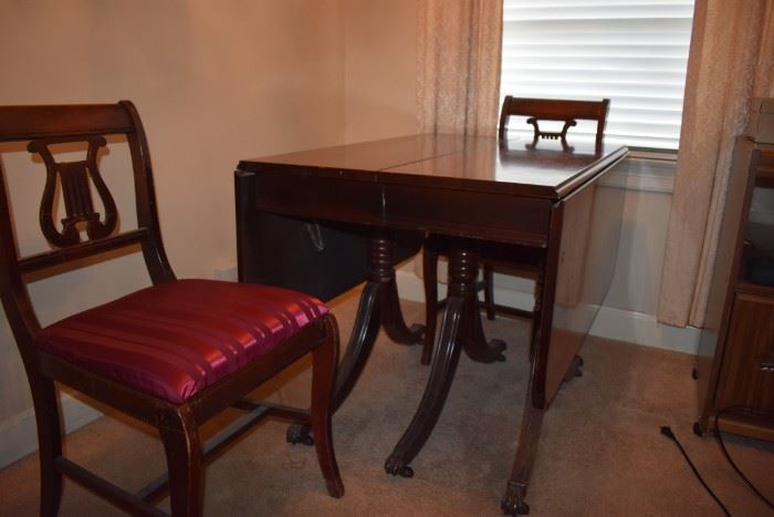 Duncan Phyfe Drop Leaf Table and Chairs