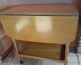 Antique maple drop-leaf serving cart