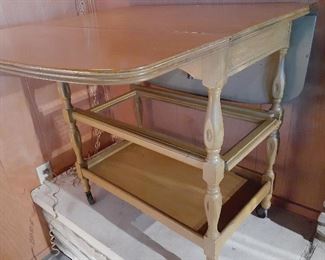 Detail, Antique maple drop-leaf serving cart