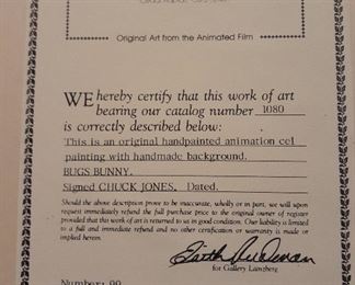 Detail, authentication Vintage Buggs Bunny animation cel