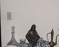 Duncan Phyfe folding game table, crock, Old oval picture and frame, large pottery ewer