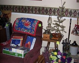La-Z-Boy recliner, small antique table, etc...
