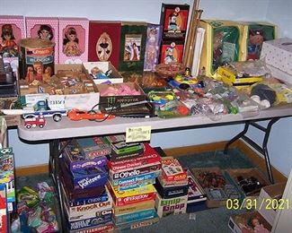 Dolls, Barbies, board games and more
