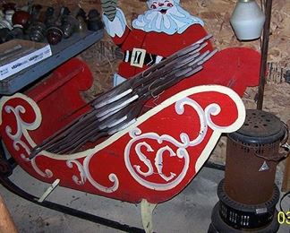 Santa, sleigh and reindeer outdoor display