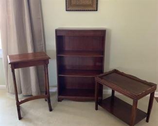 Mahogany tables and bookcase