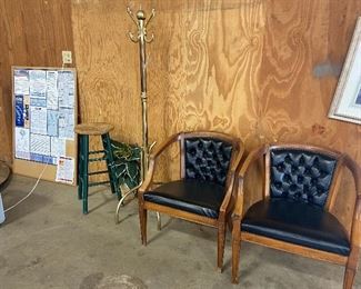 Leather Chairs, Coat Rack