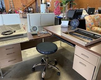 Desk, Stool, Typewriter