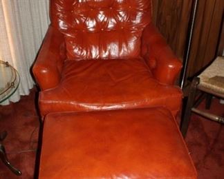 ORANGE CHAIR W/OTTOMAN 