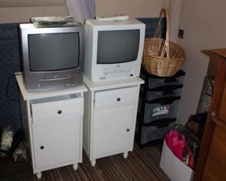 ACCENT CABINETS, SMALL TV W/DVD PLAYER, SMALL TV W/VHS PLAYER