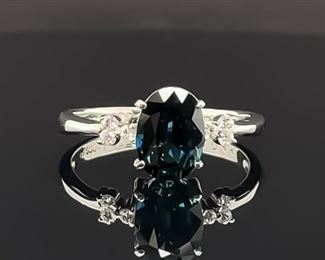 Sapphire and Diamond Estate Ring in Platinum