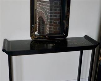 Black Lacquer Oriental High Table w/Matching Mirror